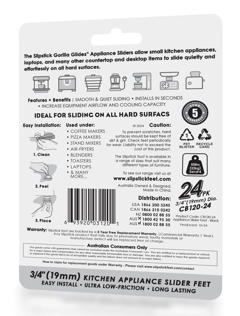Slipstick GorillaGlides Kitchen Appliance Sliders (24 x 3/4Round Glides) Self Adhesive Countertop Appliance Sliders Provide Easy Sliding and Saves Space on Counters - Image 5
